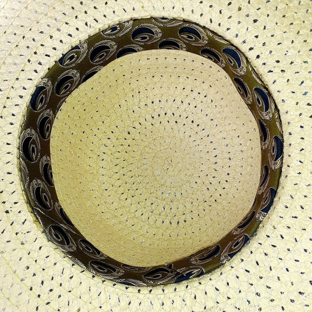 GROOVY GLAM Flower Power Beige Wide Brim Straw Hat with Silk Pansies - Picture 9 of 10